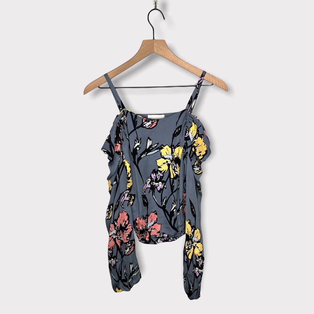 Ramy Brook Cori Floral Printed Cold Shoulder Silk Top